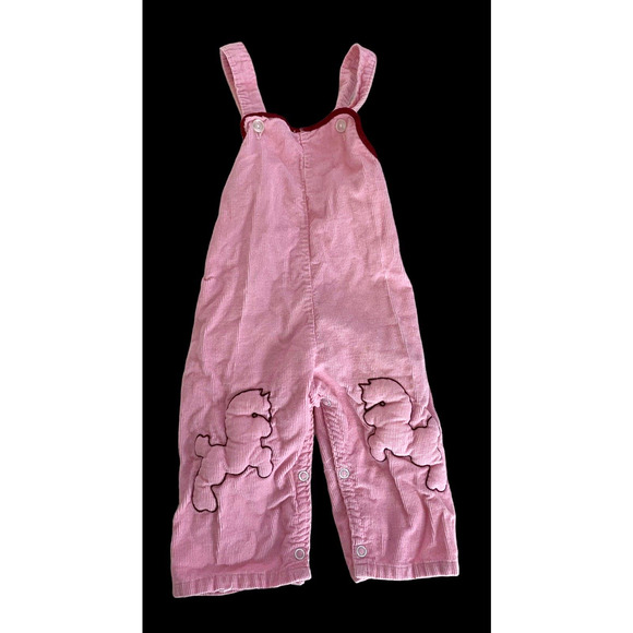 Vintage Overalls 60s Baby Girls 12M Pink Poodles Rockabilly Corduroy Biltmore